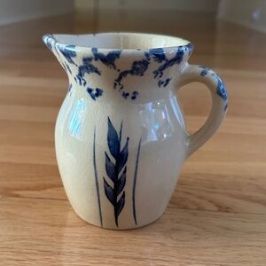 Vintage Robinson Ransbottom Pottery Roseville OH Pottery Blue Wheat 1 Pt Pitcher